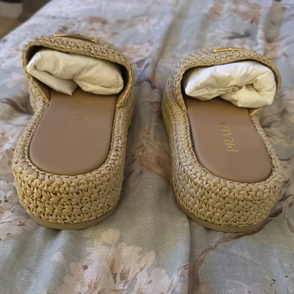 Authentic Prada Tan Woven Mules sandals authentic - Picture 7 of 10
